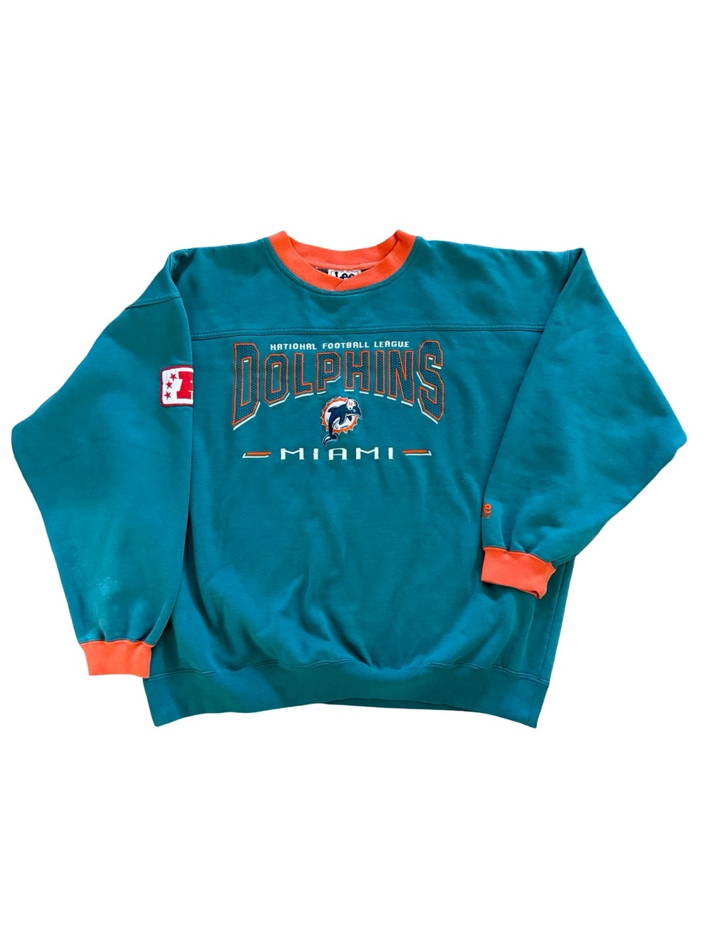 Vintage Miami Dolphins Lee Sport NFL Crewneck Sweatshirt Teal Orange AFC 90s XL